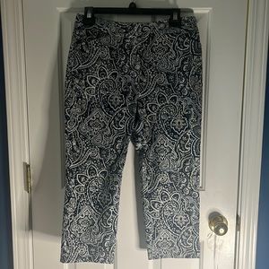 Charter Club Blue Paisley Cropped Pants 6P